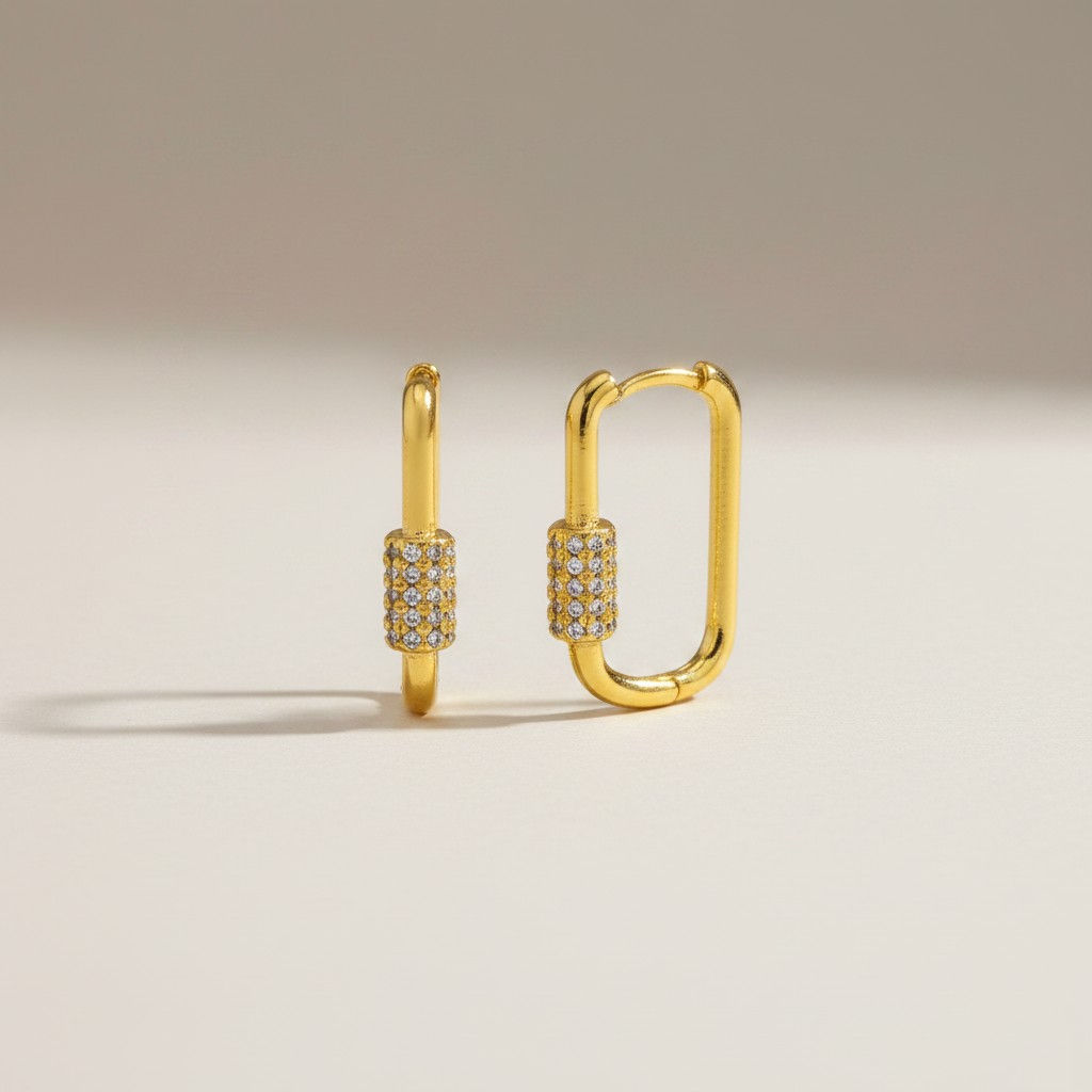 Pavé Lock Hoop Earrings