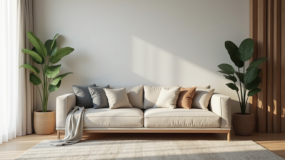 Eye-level view of a clean and well-maintained lounge suite in a living room