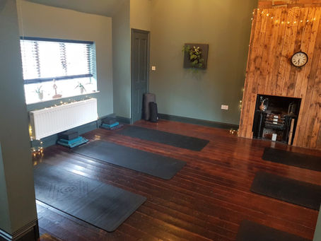 All set up for my Sunday class at The Yoga Lounge studio