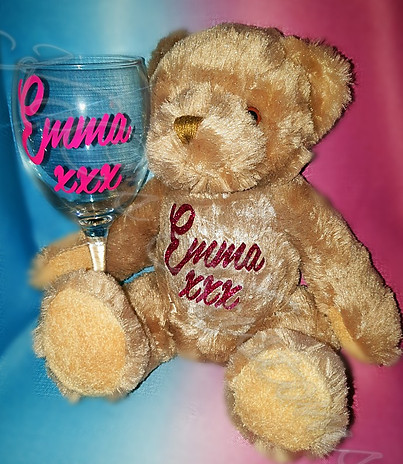 Personalised Glass and Teddy