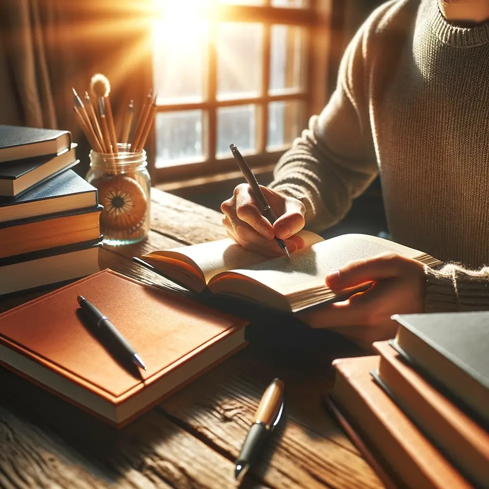 A person reading and writing in a journal, symbolizing the lifelong journey of learning and the importance of having a student mentality.