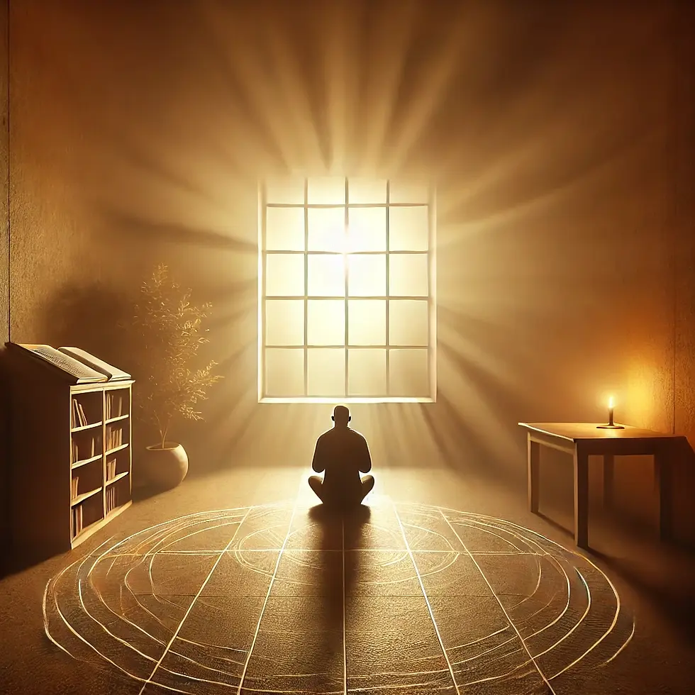 A peaceful scene showing a person praying in a sunlit room, symbolizing faith as the foundation of life’s priorities.