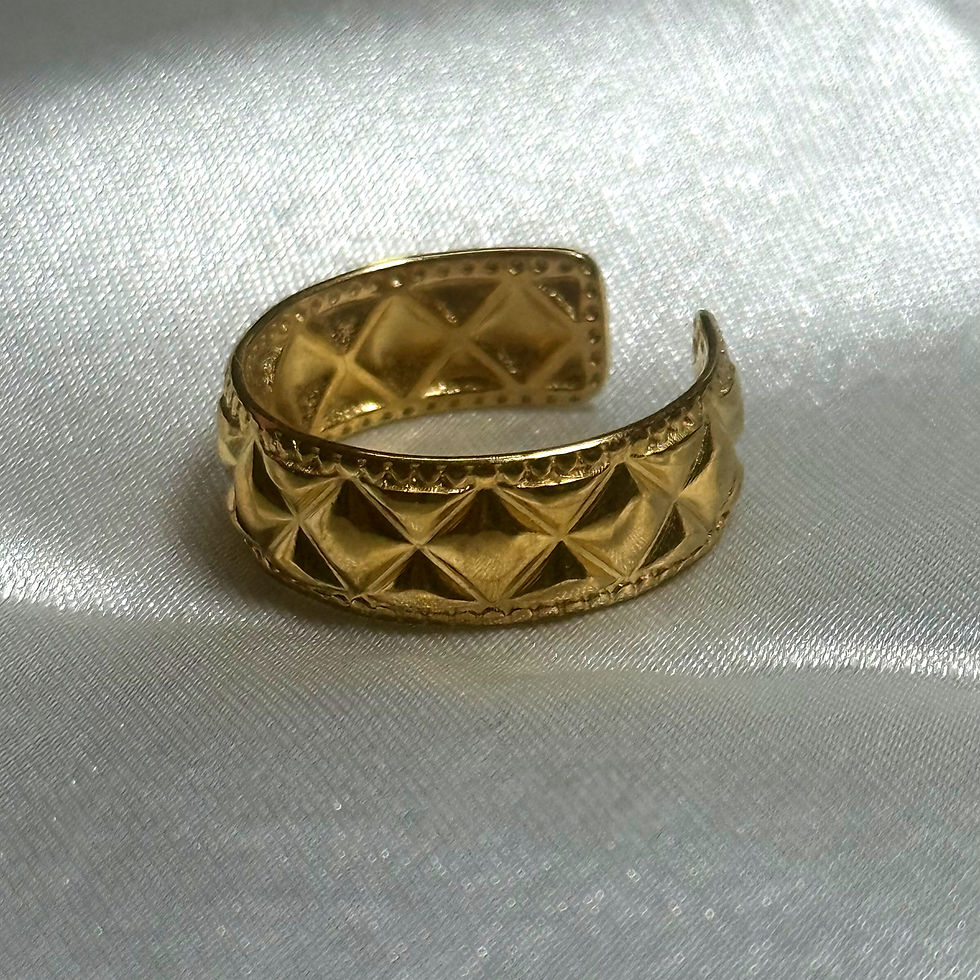 Thumbnail: Triangle Pattern Ring - Anti Tarnish - Adjustable