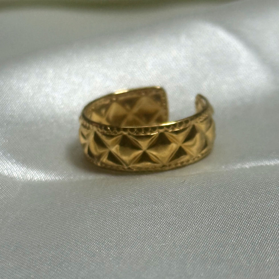 Thumbnail: Triangle Pattern Ring - Anti Tarnish - Adjustable
