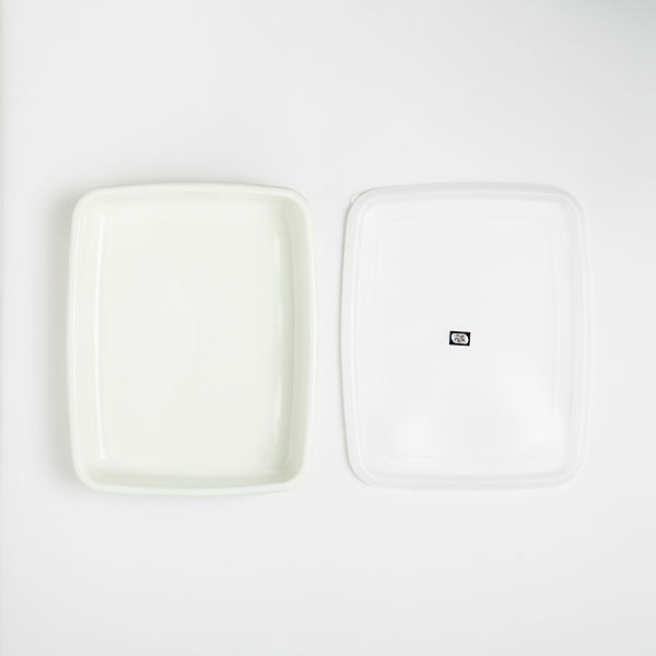 ภาพขนาดย่อ: ถาดอาหารเคลือบ Enamel 40x35x5 ซม. สีแดง ฝาพลาสติก SCM40FTR Shopchamuch