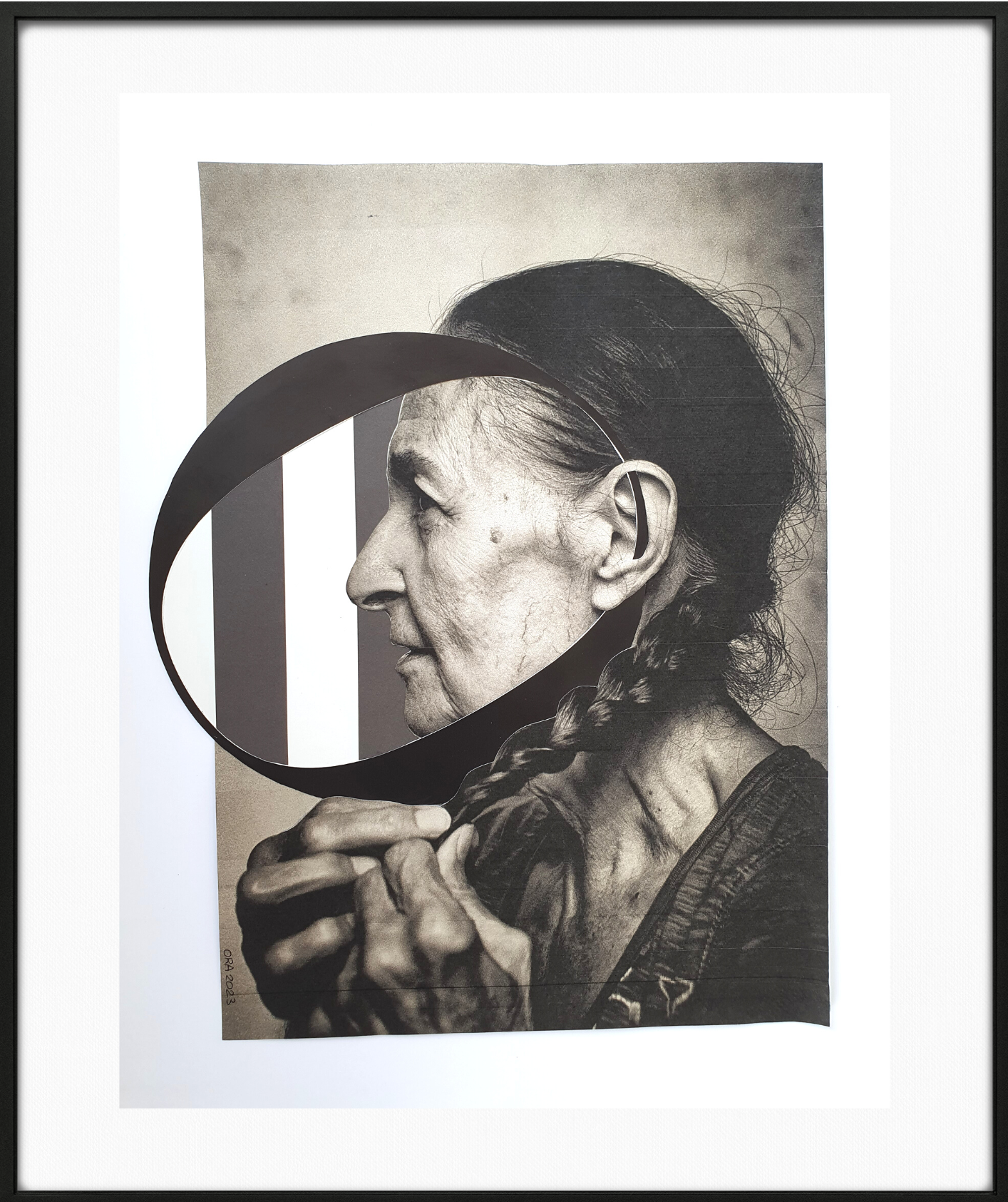 Woman and graphic motifs around her