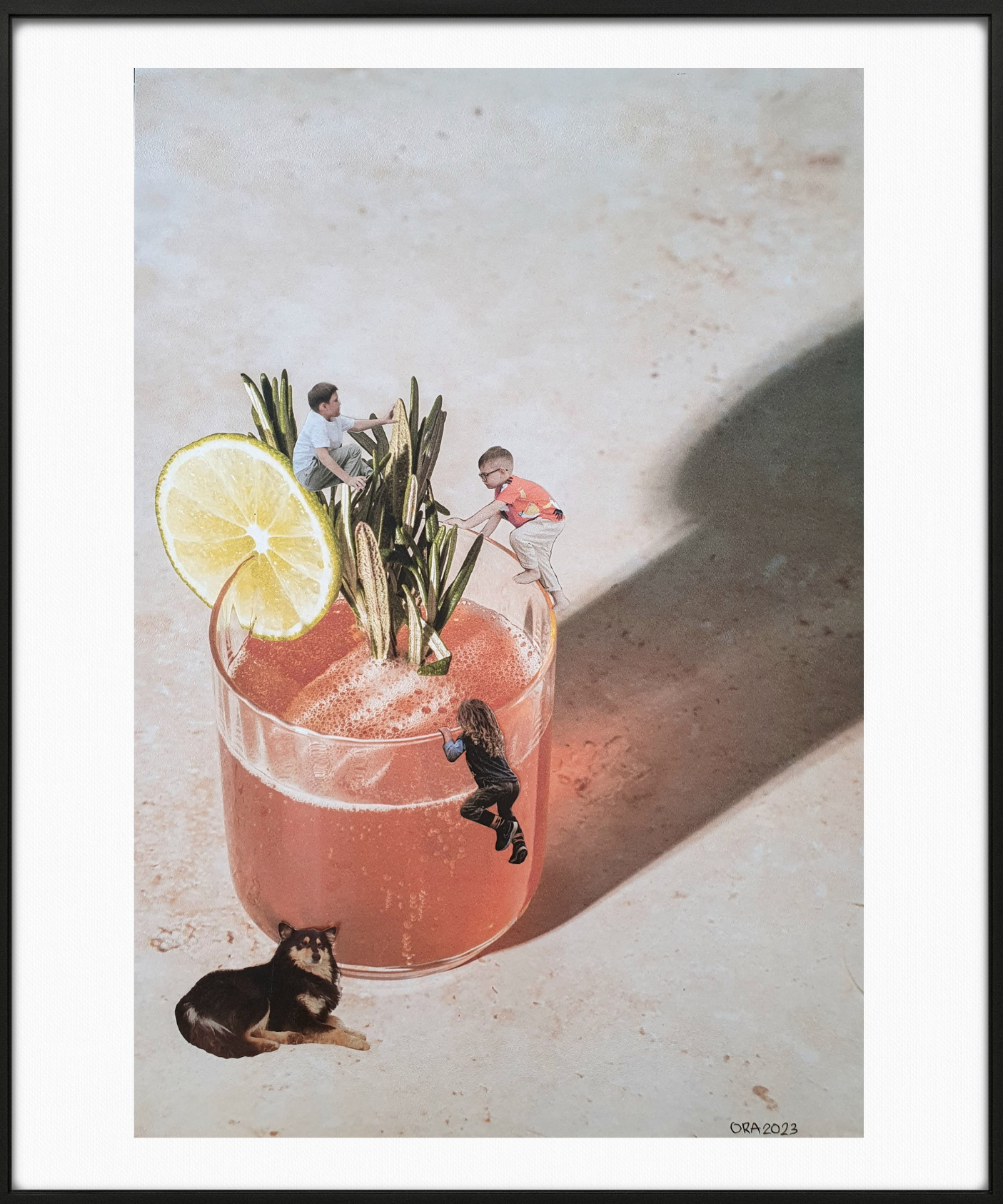 Children climbing over a cup