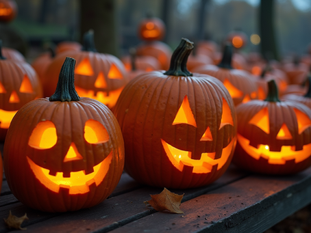 Lit Halloween Pumpkins
