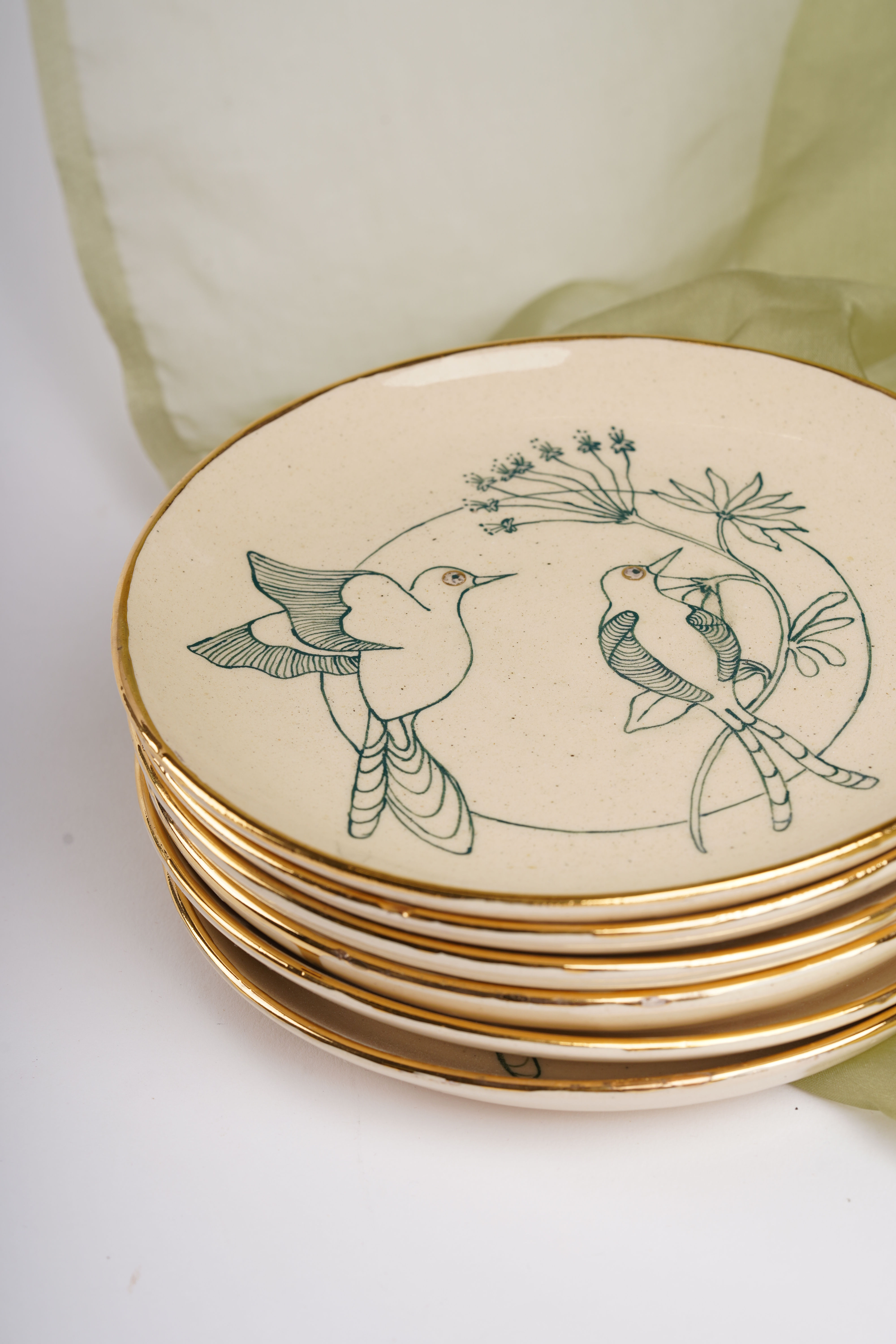 Bird song Handpainted Plates(6)