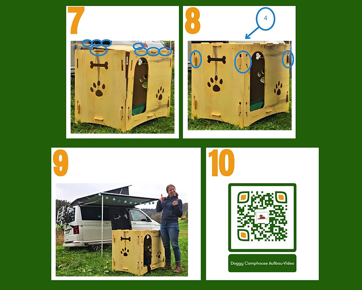 Anleitung mit Bilder für den Aufbau der Doggy Camphouse Hundehütte 2.Seite