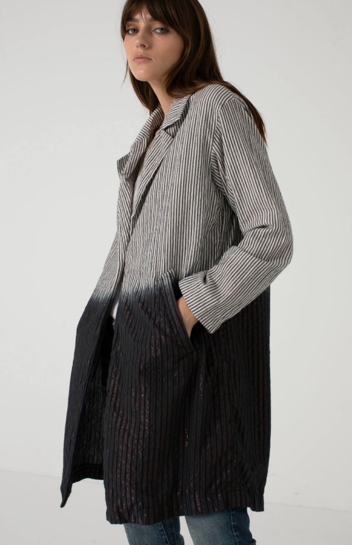 CHARLIE JOE leichter Longblazer Gr. M gestreift