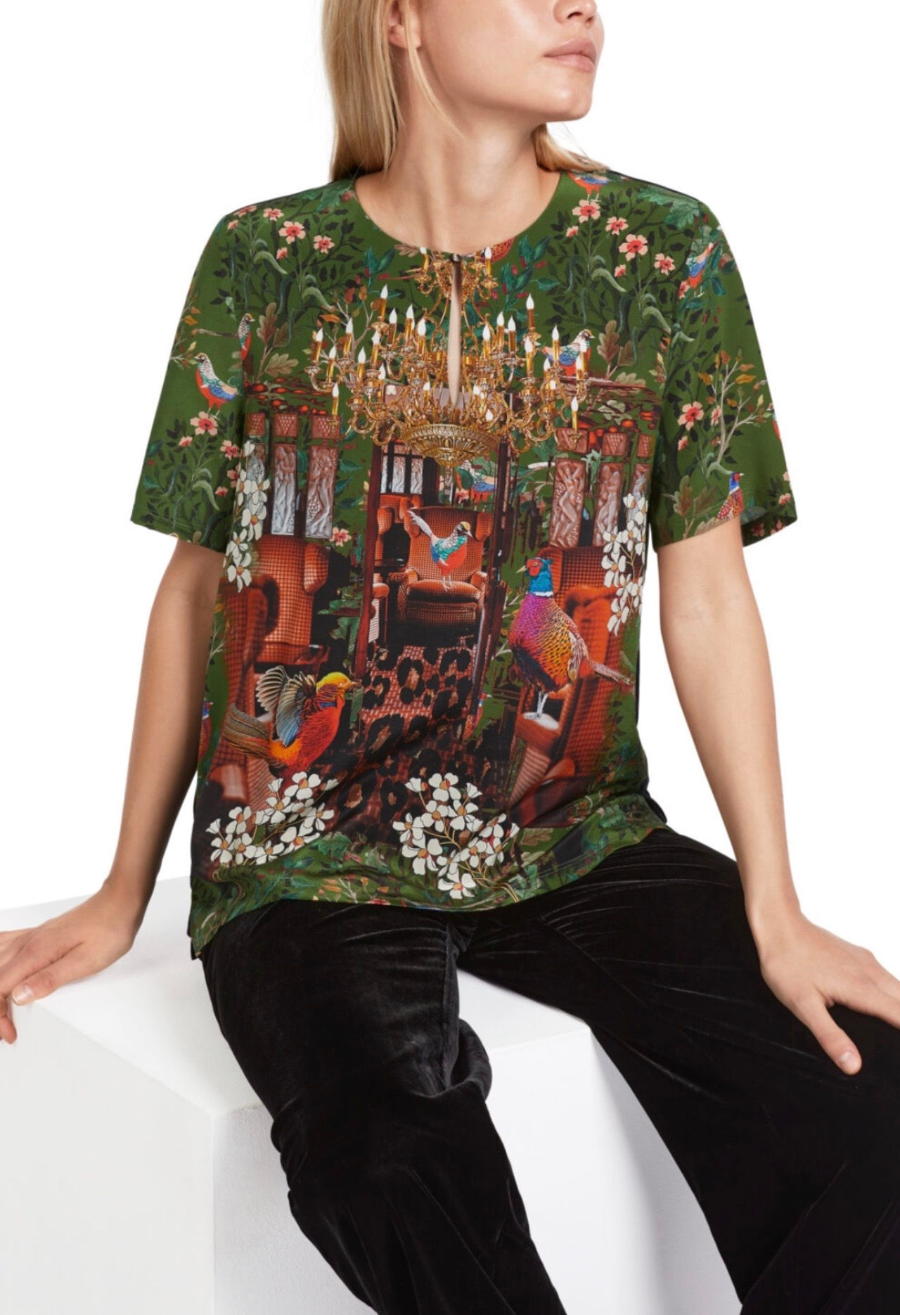 MARC CAIN bedrucktes T-Shirt aus Seide Gr. 42