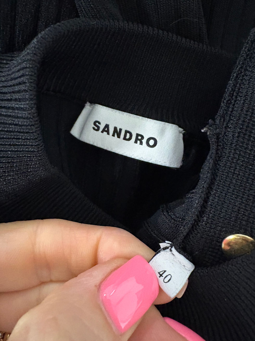 Miniaturbild: SANDRO Feinstrick Kleid mit goldenen Knöpfen Gr. 38