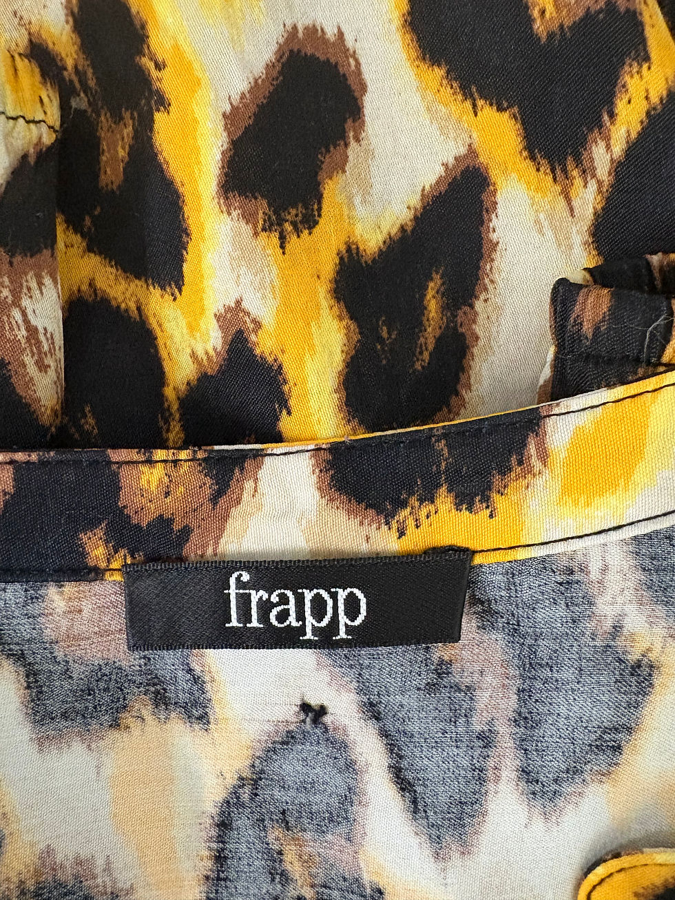 Miniaturbild: Draufsicht des frapp-Etikett mit auffälligem Leopardenmuster und gelben Akzenten