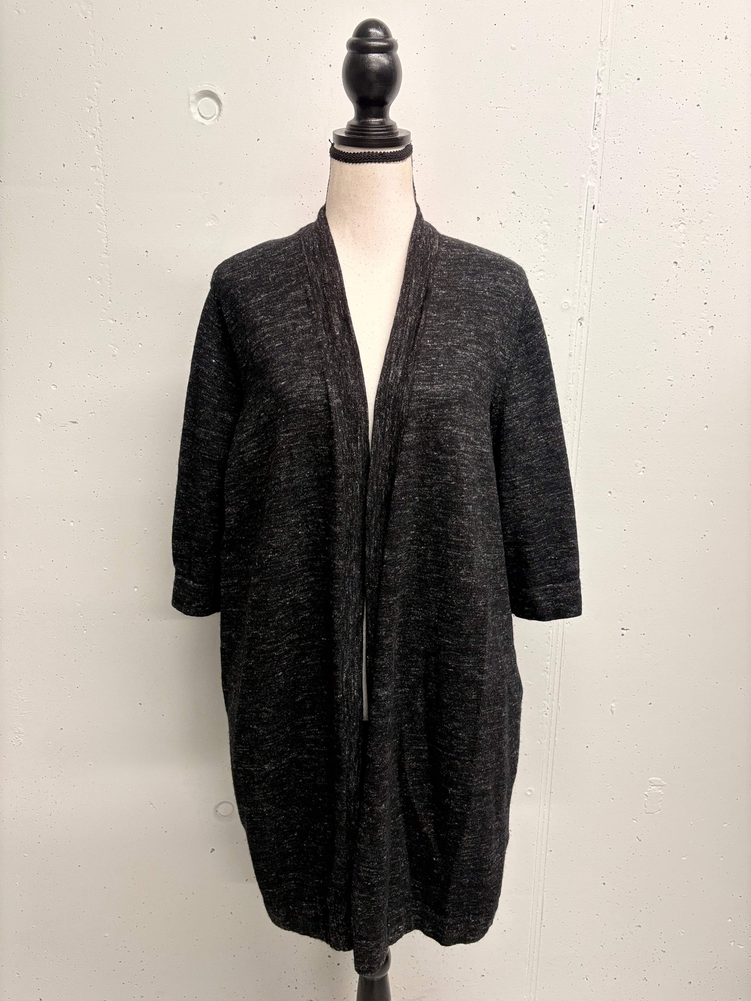 COS Cardigan lang Schwarz-Grau meliert | Gr. S–L