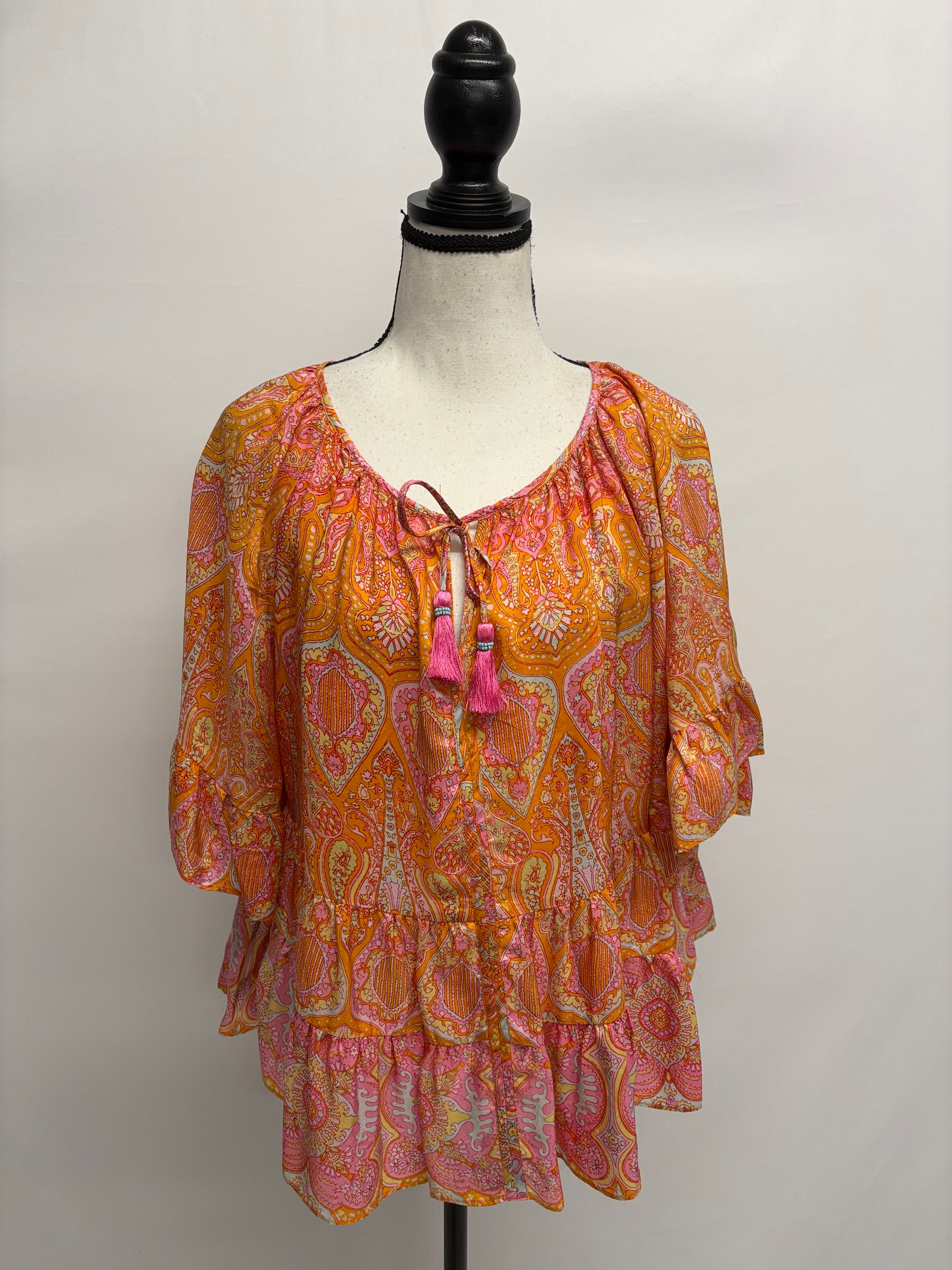 CALYPSO ST. BARTH Seidenbluse Gr. S/M (NP 325.-)