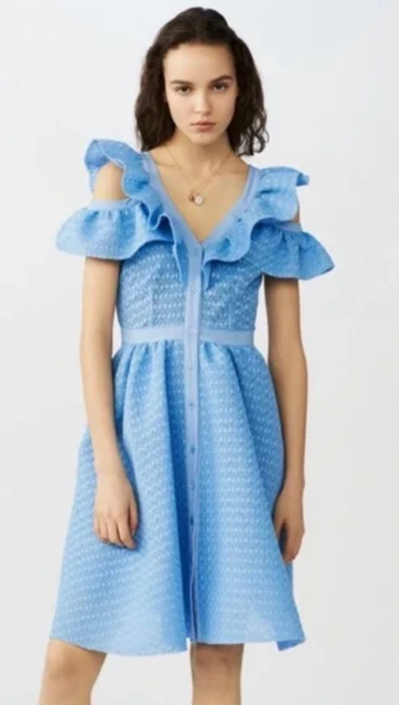 MAJE offshoulder Kleid "Reglisse" Gr. 38 blau