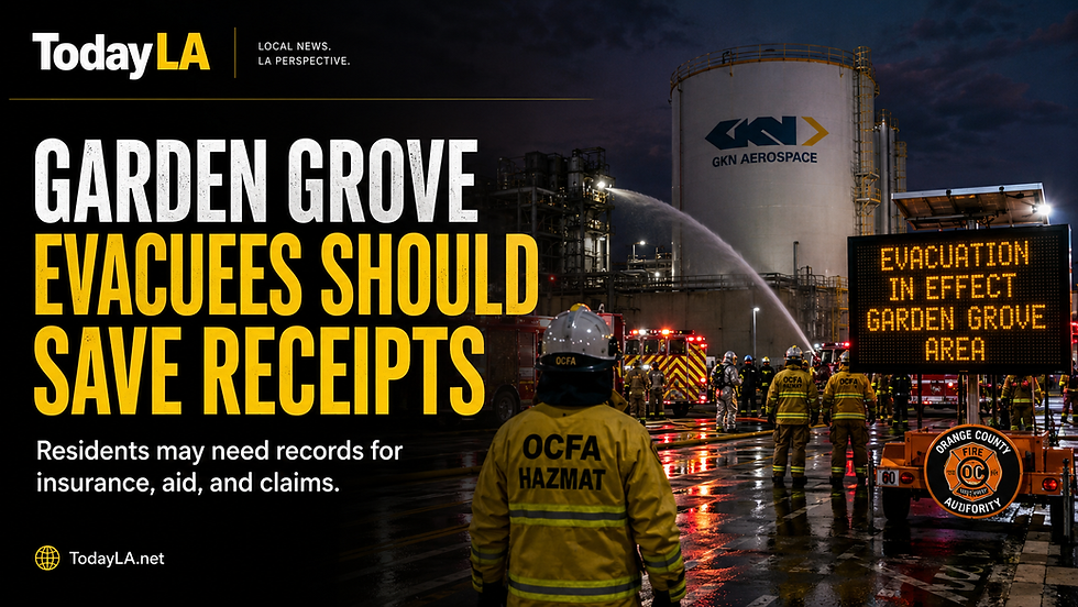 Garden Grove Evacuees Should Save Receipts and Documents After GKN Aerospace Chemical Emergency