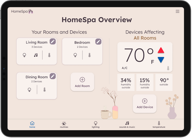 Home Screen of HomeSpa