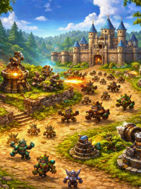 Posicione defesas para conter ondas de inimigos e proteger áreas estratégicas.