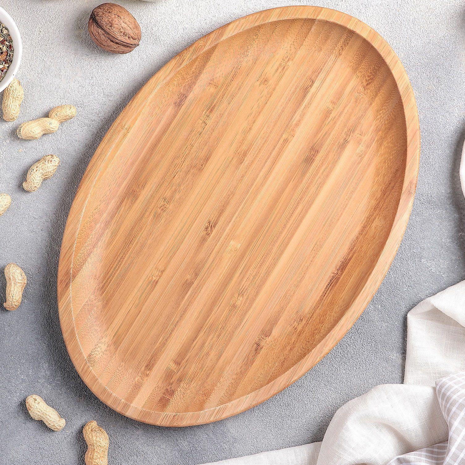 [A] Natural Bamboo Oval Platter 18" X 13.25" | 45.
