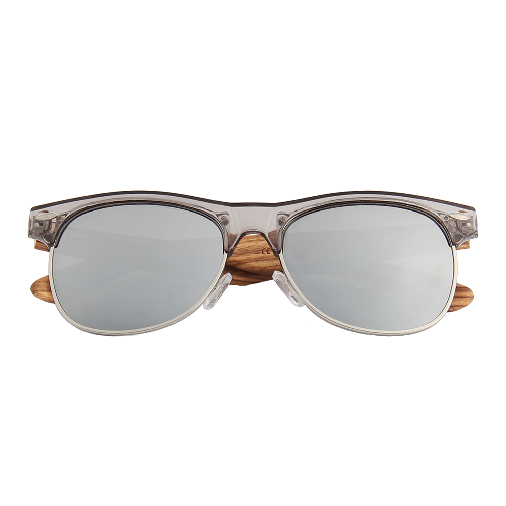 Real Zebra Wood Browline Style RetroShade Sunglass