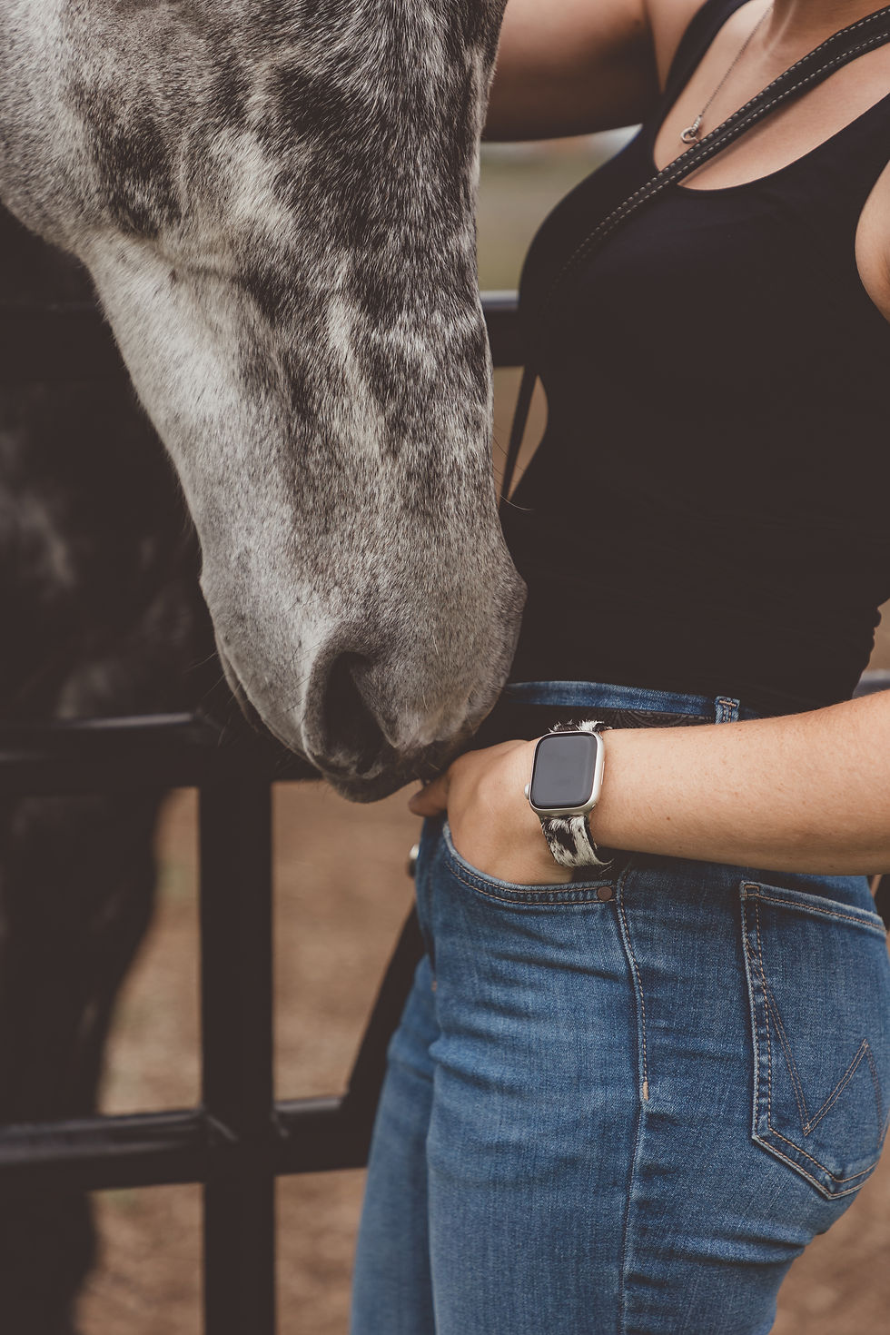 Thumbnail: Cowhide Watch Band - Black