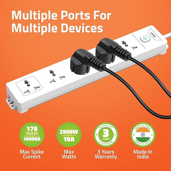 Thumbnail: ARTIS AR- 5SS 5 SOCKET SINGLE SWITCH SURGE PROTECTOR - WHITE(5M)
