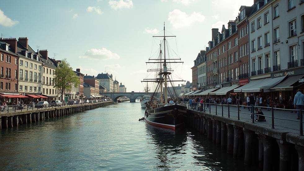 Vue en plongée sur la gare du Havre et les rues animées autour