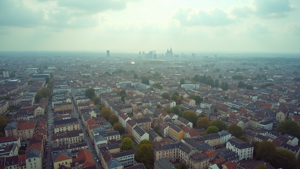 Vue aérienne du centre-ville de Metz avec ses rues et bâtiments