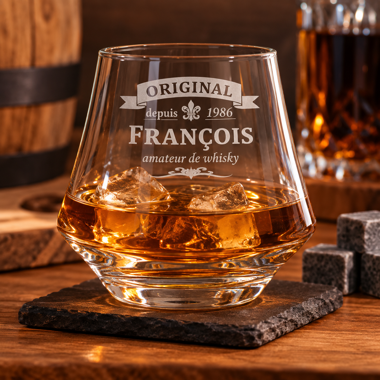 Verres à whisky, rhum et bière personnalisés – Gravure laser unique