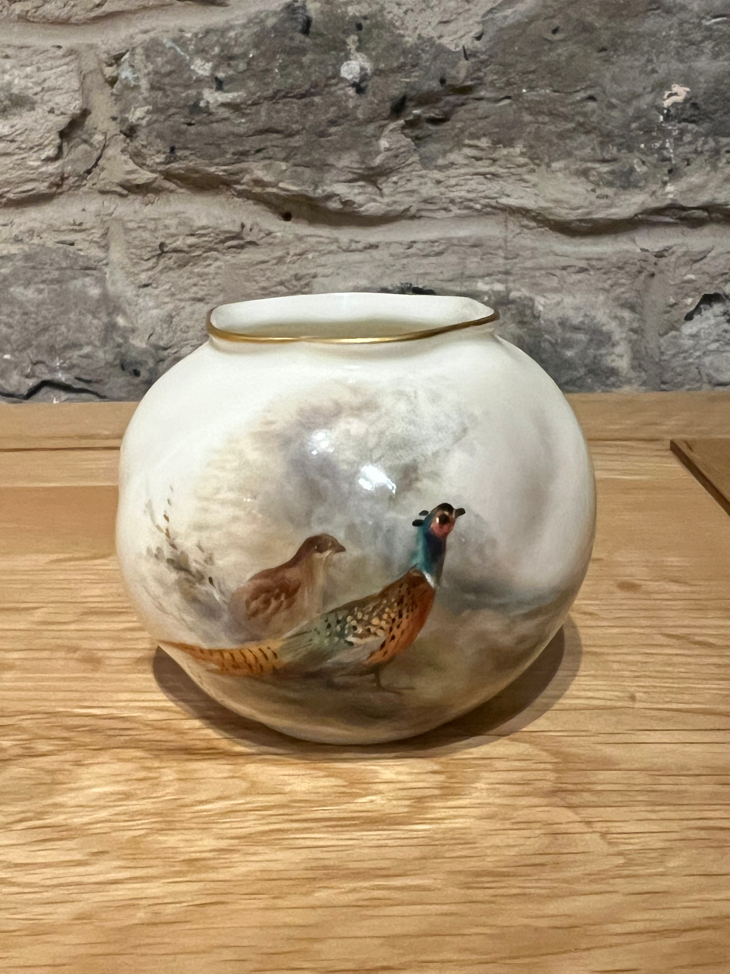 Royal Worcester Stinton Pheasant Small Vase