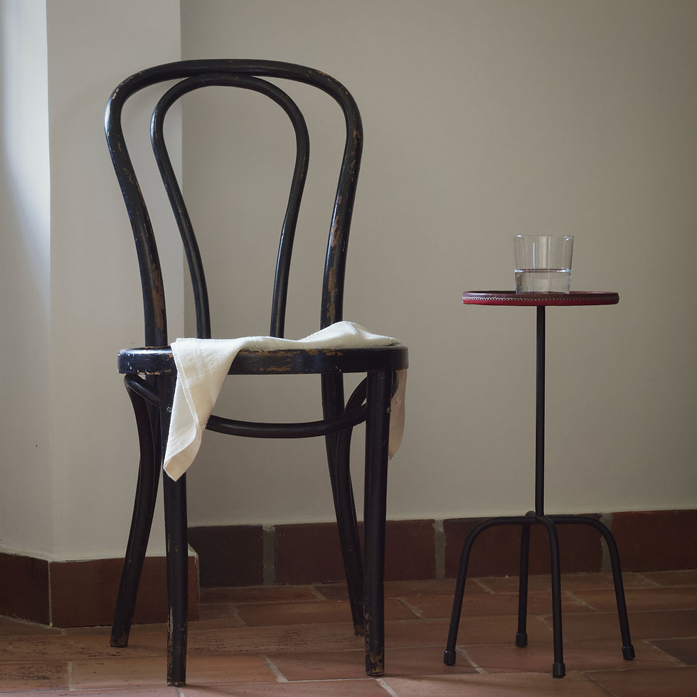 Thumbnail: TWO-TONE LEATHER TOP ACCENT TABLE