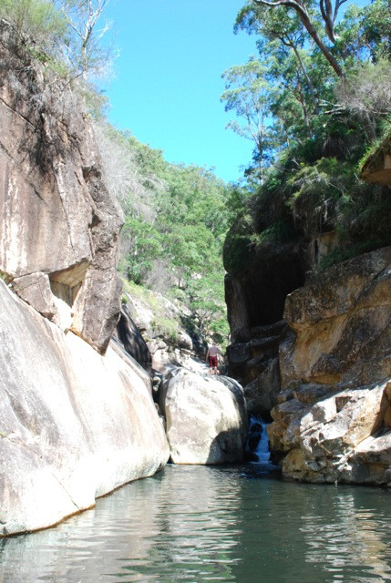 Cooling off in the Upper Portals at Mount Barney, Queensland, Australia.