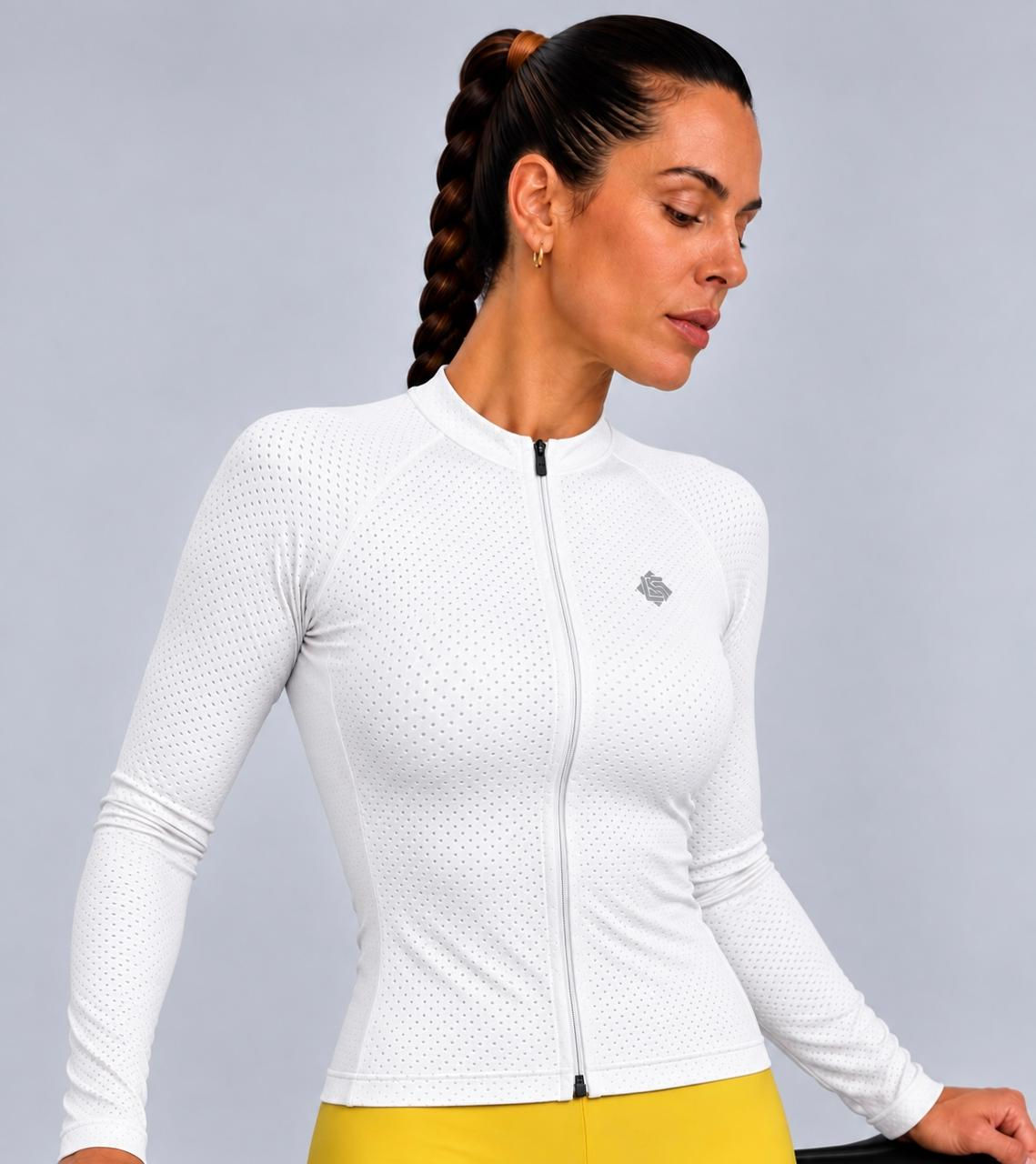 Jersey Aerada, Manga Longa, branca
