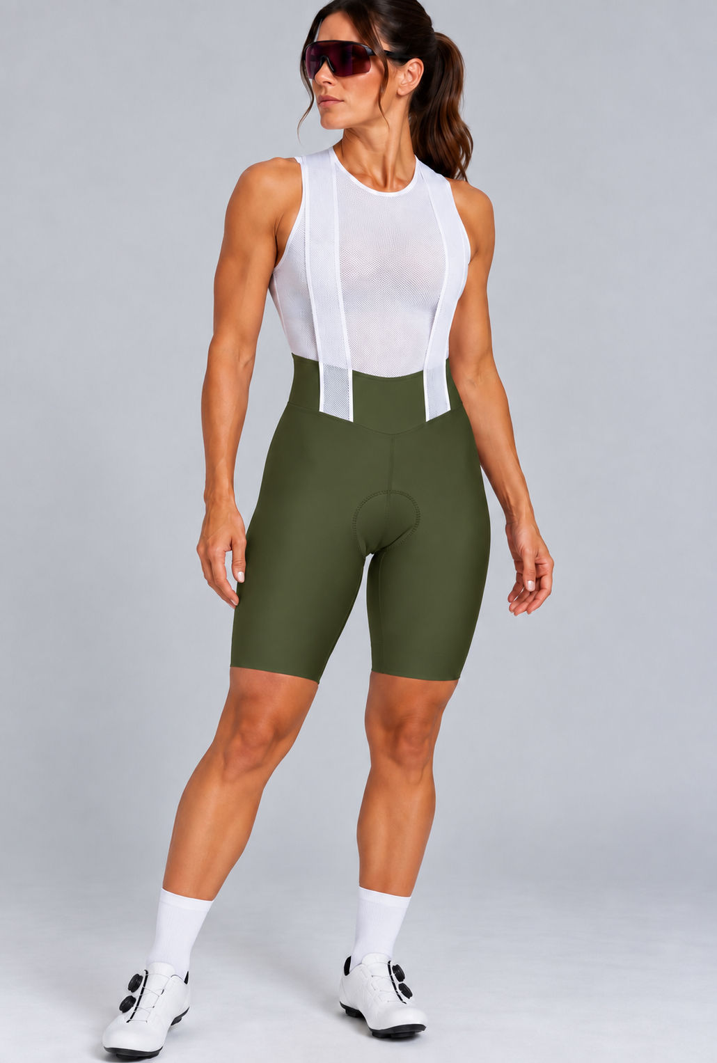 Bretelle corte a laser, LS prime, forro italiano D120, COR verde exército