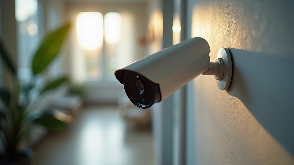 Close-up view of a home security system