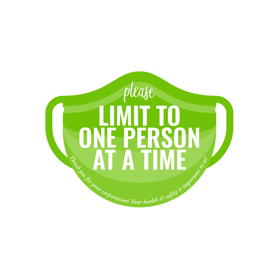 Thumbnail: "Limit To One Person" Mask-shape Cling Sign: packages of 10, 15 or 25