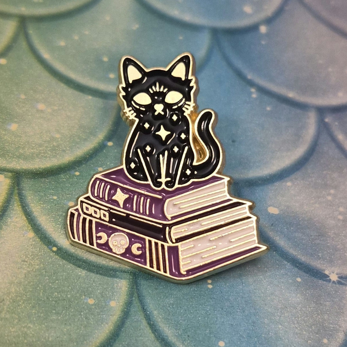 Pin - Black Cat Sitting on Books
