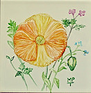The Orange Poppy hand painted ceramic tile.