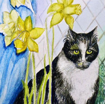 Emily in the Spring with Daffodils