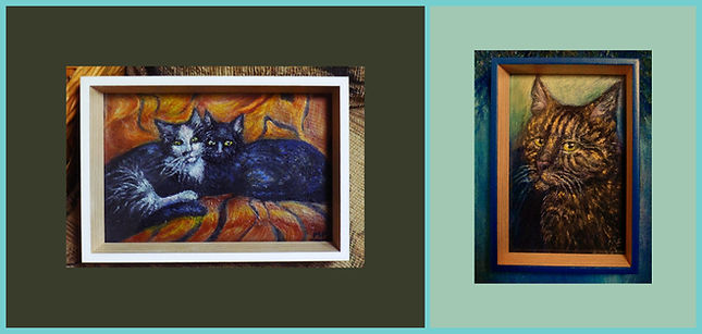 Portrait of Sisters and Tabby Cat.