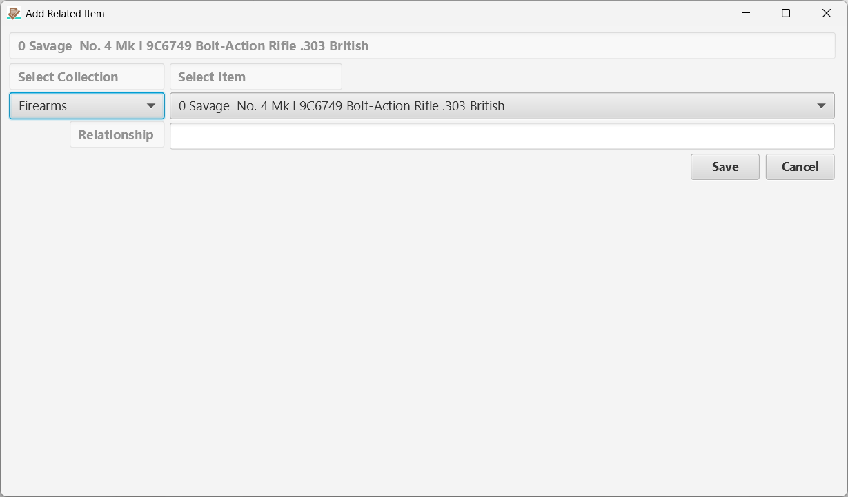 Add Related Item page.