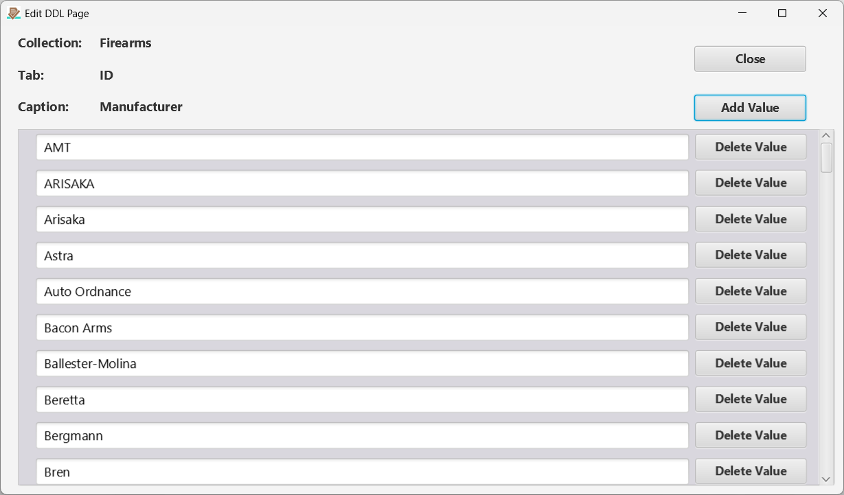 The Edit Drop-down List page.