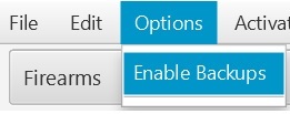 Options > Enable/Disable Backups.