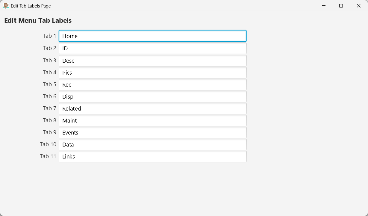 Edit Tab Labels.