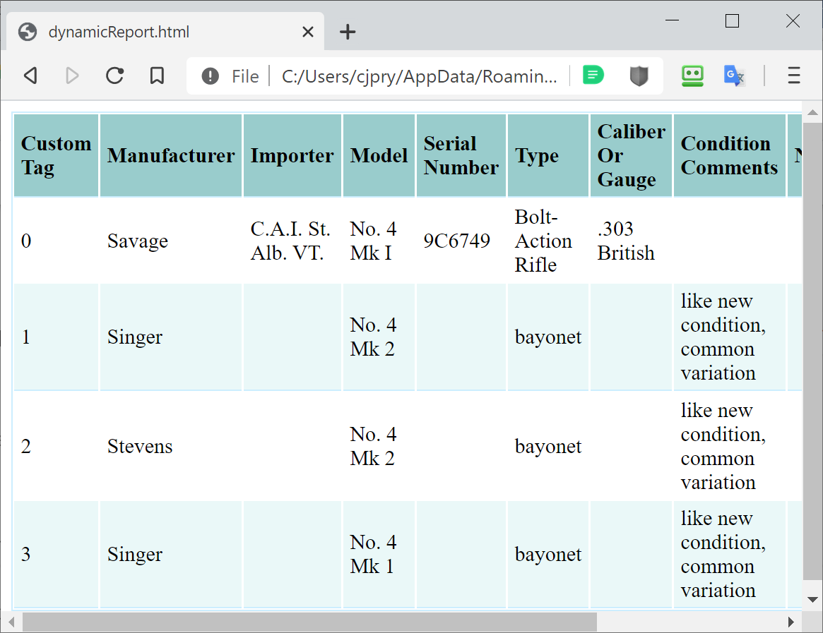 Sample Custom Report