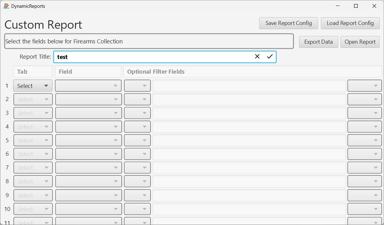 The Custom Reports page.