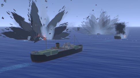 Sky On Fire by ISNI Industries. Naval convoy takes damage. Ships sunk.
