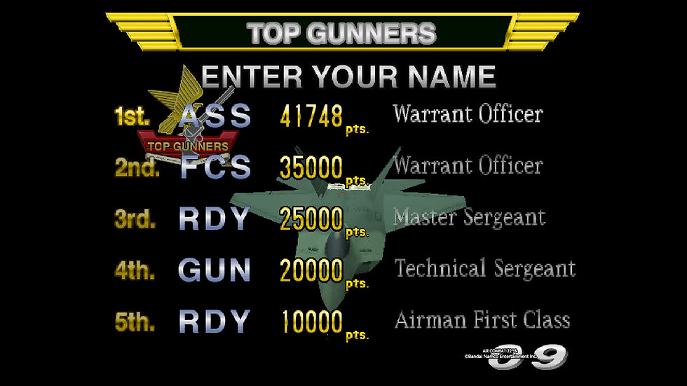 Arcade Archives AIR COMBAT 22. Mission scoreboard.